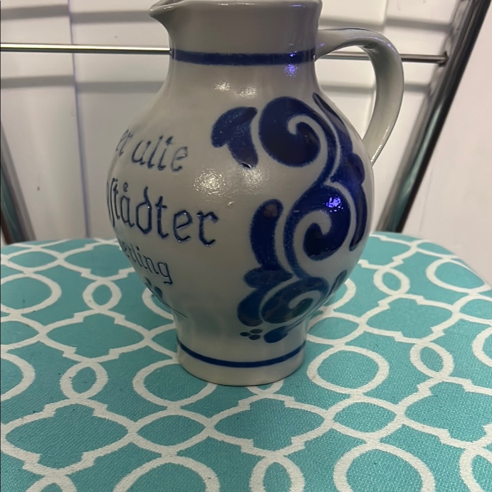 Blue and White Ceramic Pitcher
